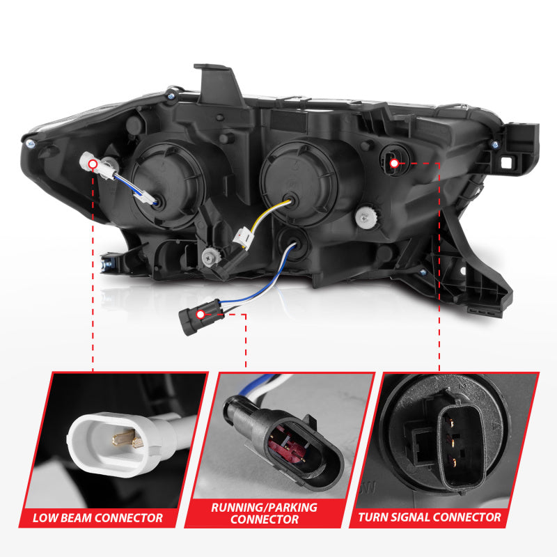 ANZO Full LED Projector Headlights for 2016-2022 Toyota Tacoma SR/SR5, showcasing sleek design and advanced LED technology.