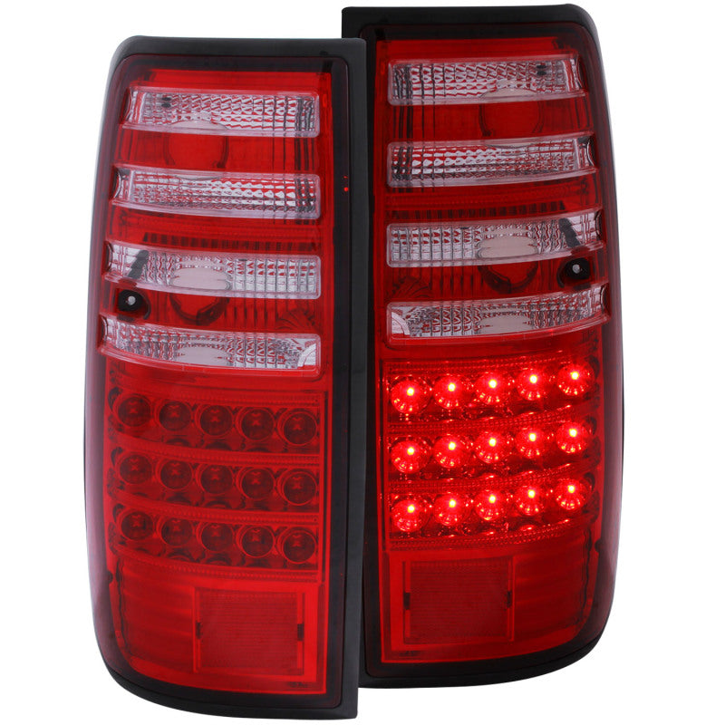 ANZO LED taillights for 1991-1997 Toyota Land Cruiser featuring a sleek red and clear lens design.