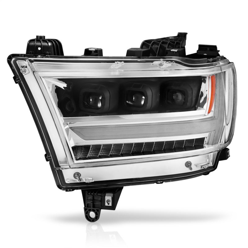 ANZO LED projector headlights for 2019-2021 Dodge Ram 1500, featuring clear lens and black housing for improved visibility and style.