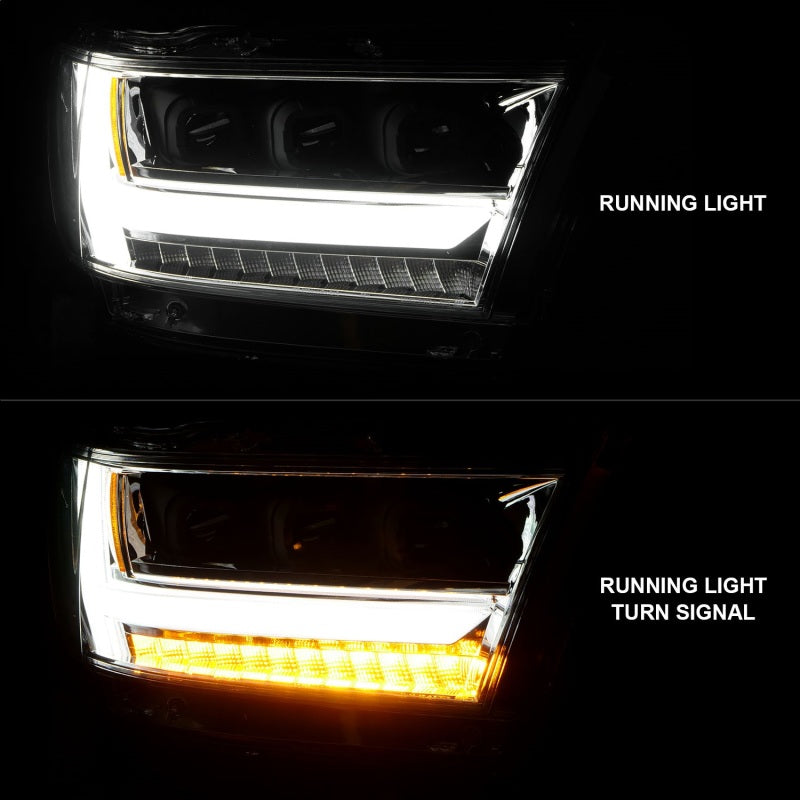 ANZO LED projector headlights for 2019-2021 Dodge Ram 1500, featuring clear lens and black housing.