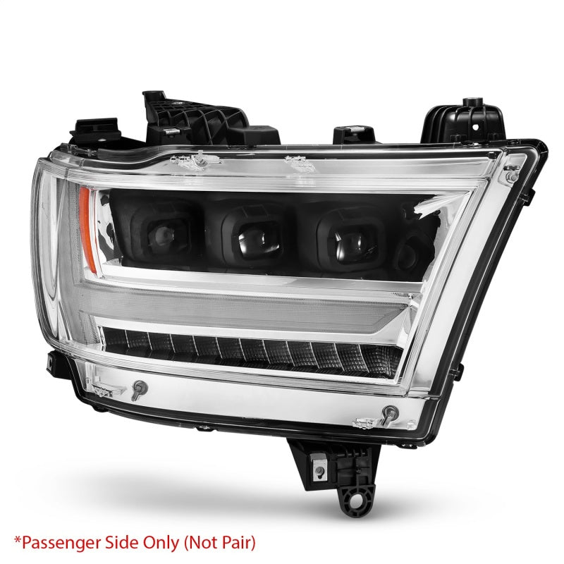 ANZO LED projector headlights for 2019-2021 Dodge Ram 1500, featuring clear lens and black housing.