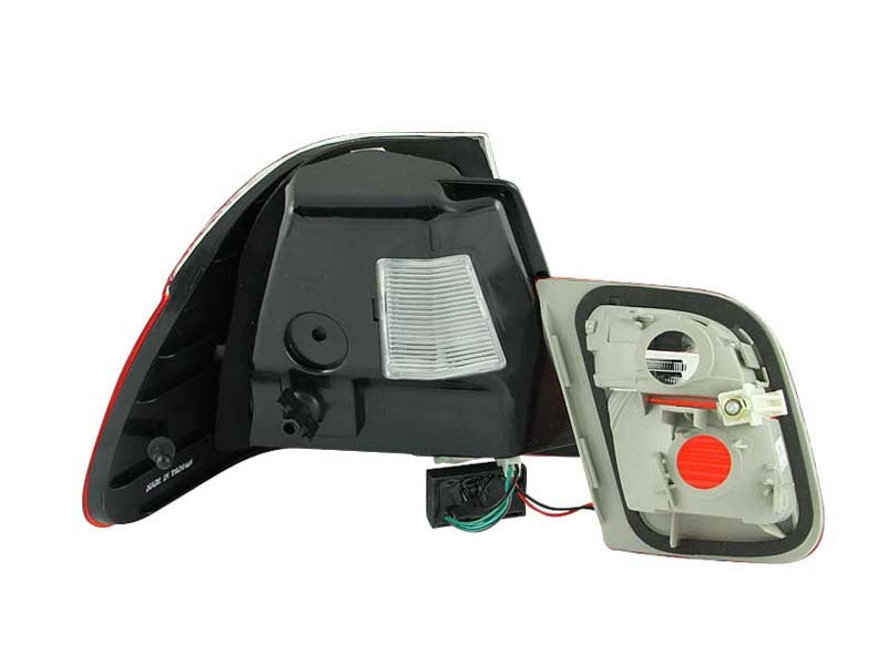 ANZO LED taillights for 1999-2001 BMW 3 Series E46, featuring a red and clear lens design.