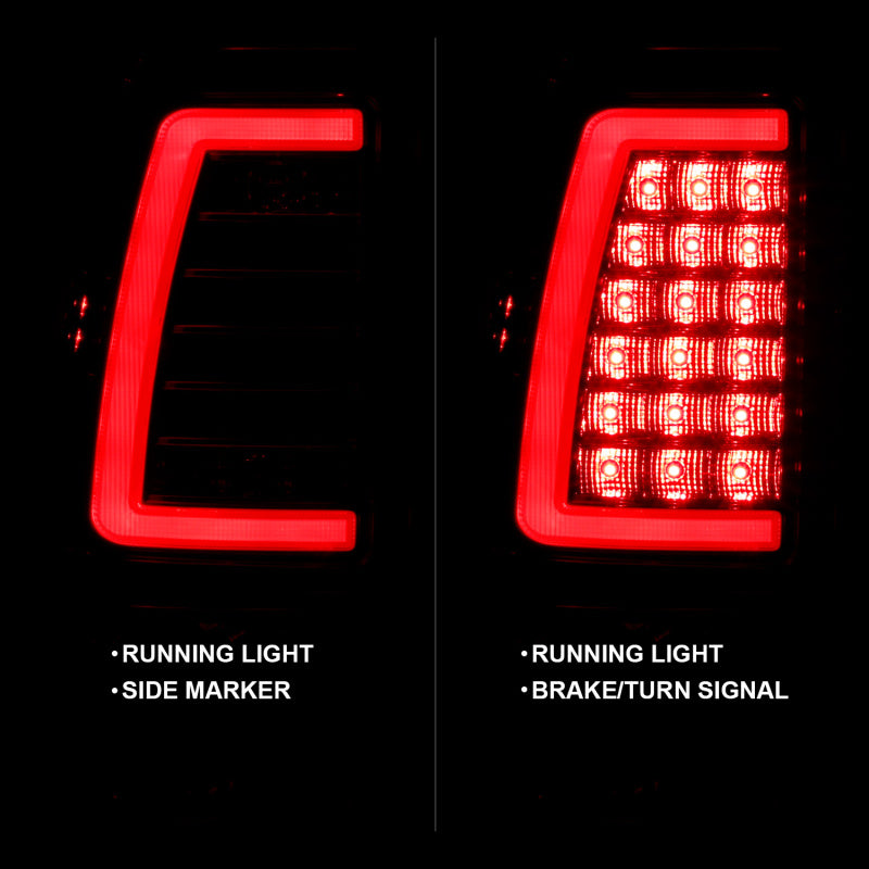 ANZO LED taillights for 1999-2002 Chevy Silverado 1500 with chrome housing and red/clear lens in plank style design.