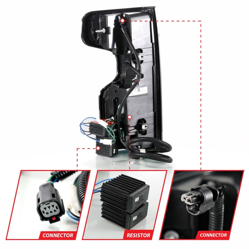 Anzo Full LED Tailights for 2019-2022 Chevy Silverado with black housing, showcasing modern design and bright illumination.