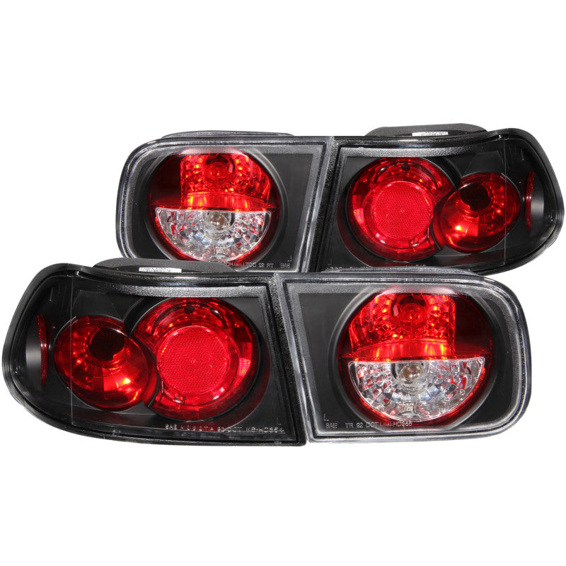 ANZO black taillights for 1992-1995 Honda Civic, featuring clear lens and sleek design.