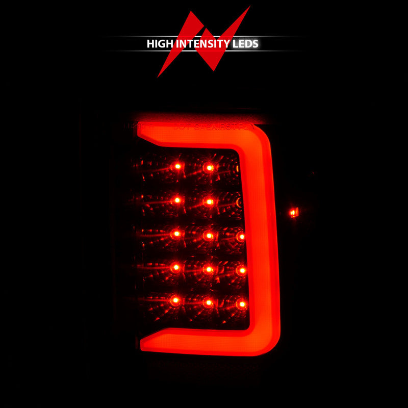 ANZO LED Tail Lights for 1993-1997 Ford Ranger with black housing and light bar design.