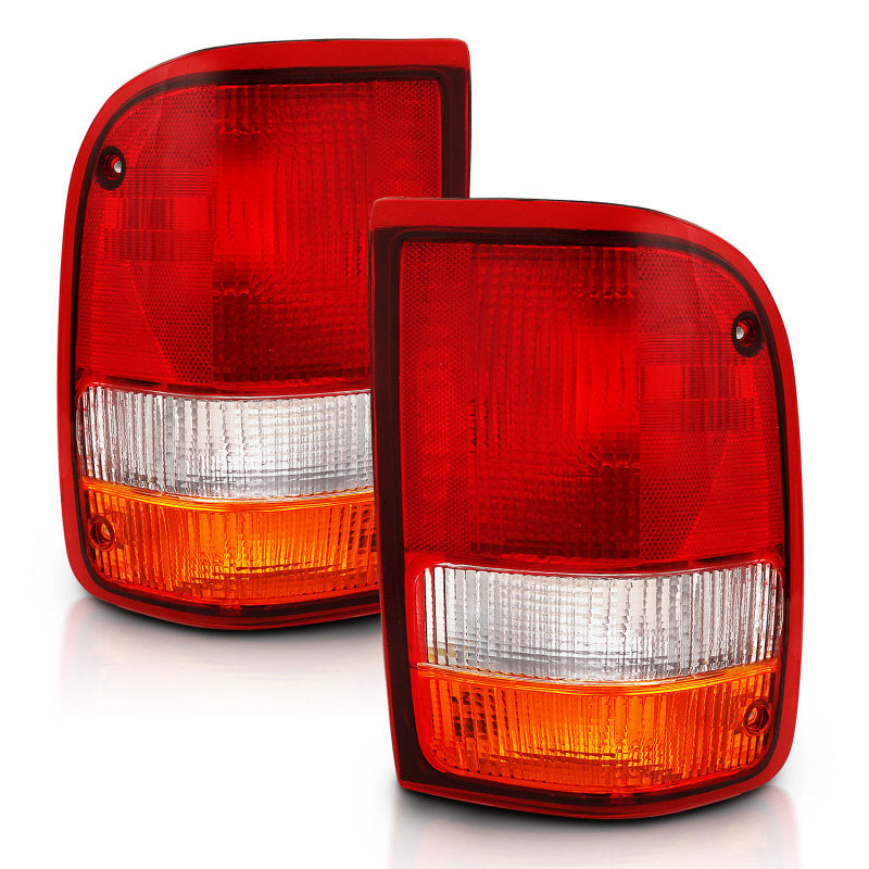 ANZO 1993-1997 Ford Ranger Tail Light in Red and Clear, showcasing its modern design and durable construction.