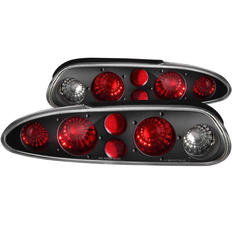 ANZO black taillights for 1993-2002 Chevrolet Camaro, featuring clear lens and sleek black housing.