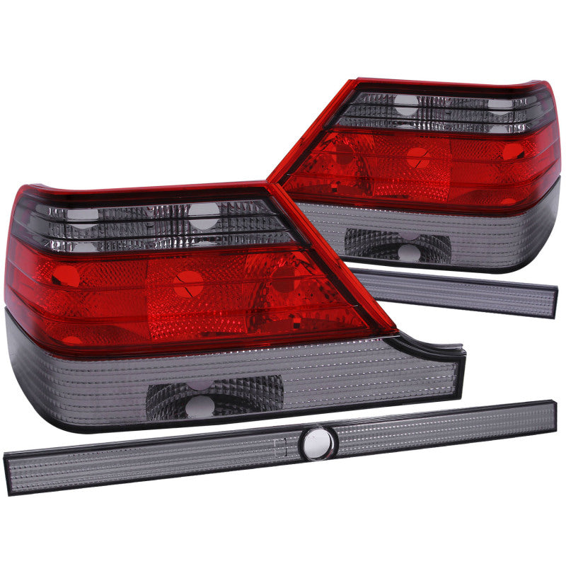 ANZO Red/Smoke Taillights for 1995-1999 Mercedes Benz S Class W140, showcasing a sleek design and modern lens.