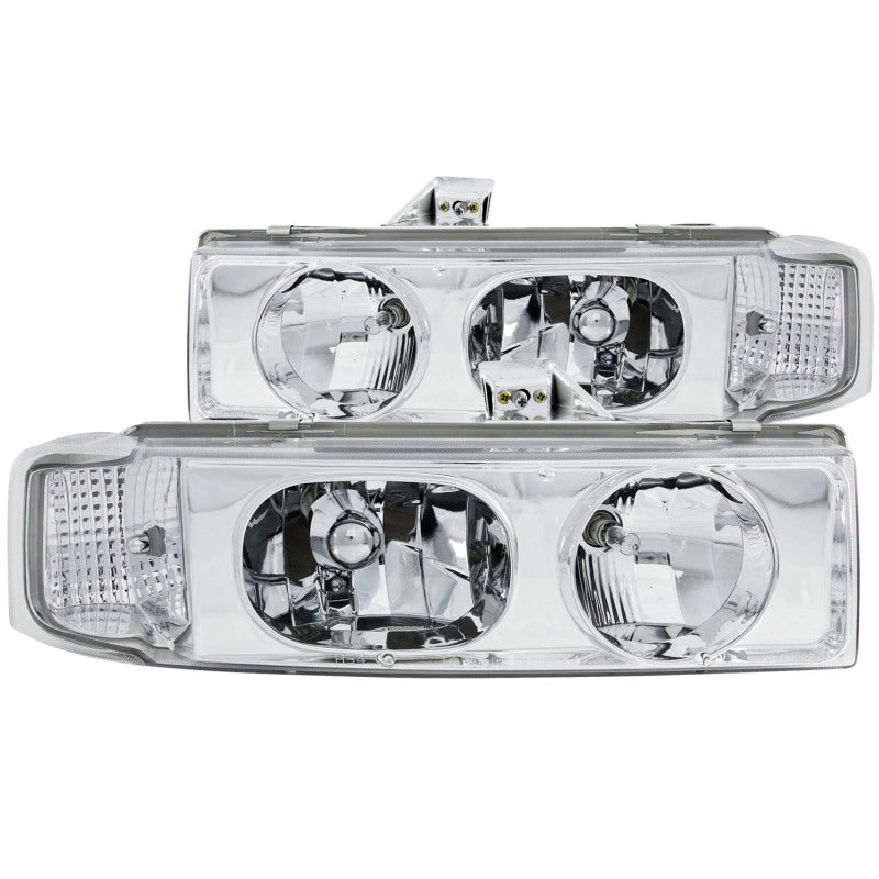 ANZO Crystal Headlights for 1995-2005 Chevrolet Astro Van with clear lens and chrome housing.