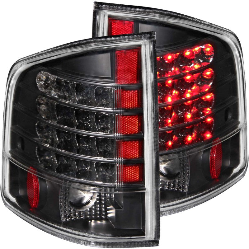 ANZO LED taillights for 1995-2005 Chevrolet S-10, featuring black housing and clear lens for enhanced visibility.
