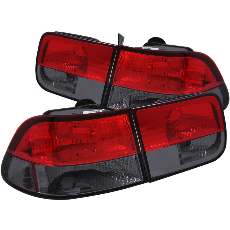 ANZO 1996-2000 Honda Civic taillights with red and smoke lens, designed for 2-door models.