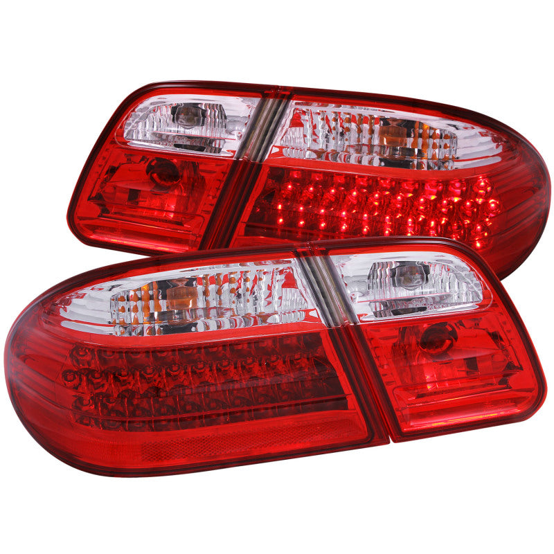 ANZO LED taillights for 1996-2002 Mercedes Benz E Class, featuring a red and clear lens design for improved visibility and modern aesthetics.