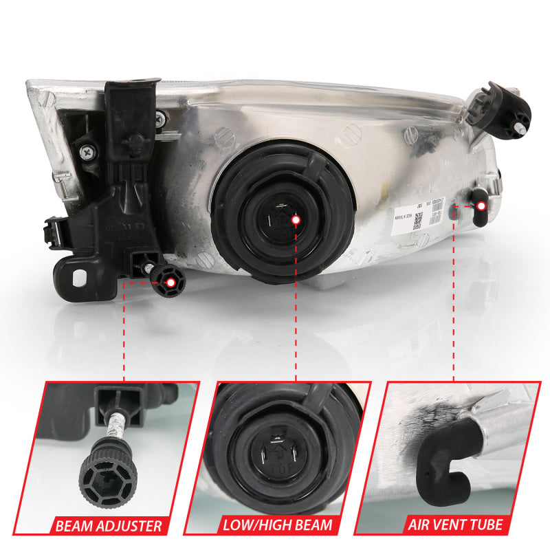 ANZO Crystal Headlight for 1997-1999 Toyota Camry featuring chrome and amber design, enhancing visibility and style.