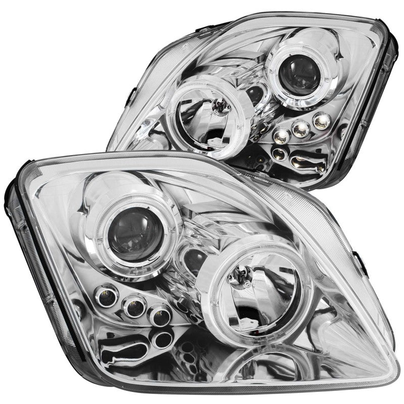 ANZO projector headlights with halo chrome design for 1997-2001 Honda Prelude, featuring clear lens and LED.