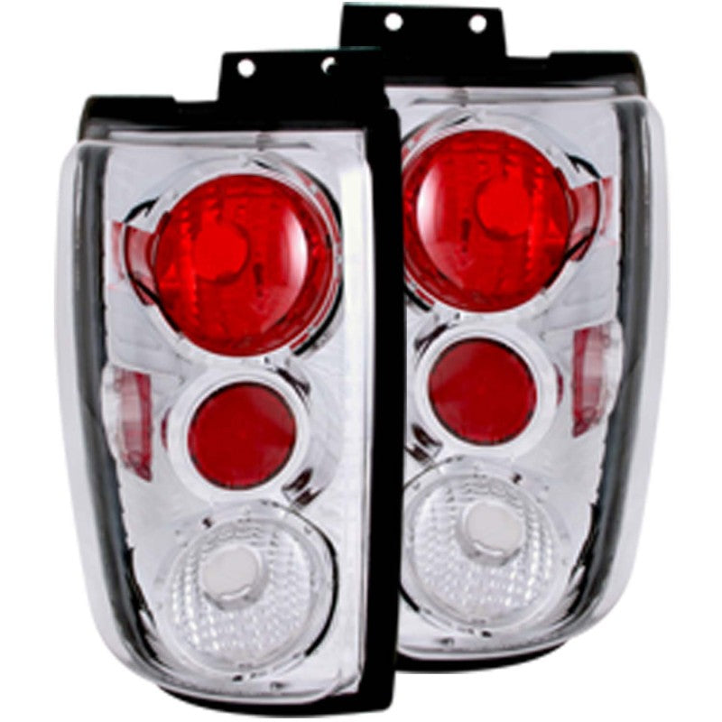 ANZO 1997-2002 Ford Expedition taillights featuring chrome housing and clear lens, designed for enhanced visibility and style.