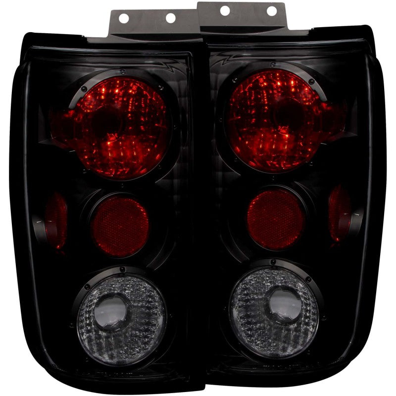 ANZO 1997-2002 Ford Expedition taillights with smoke lens, showcasing a sleek design for improved vehicle aesthetics.