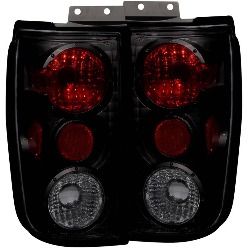 ANZO 1997-2002 Ford Expedition taillights with smoke lens, showcasing a sleek design for improved vehicle aesthetics.