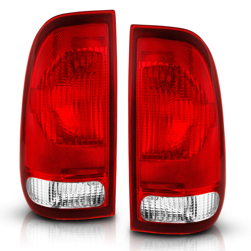 ANZO 1997-2003 Ford F-150 Taillight featuring a red and clear lens design, ideal for OE replacement.