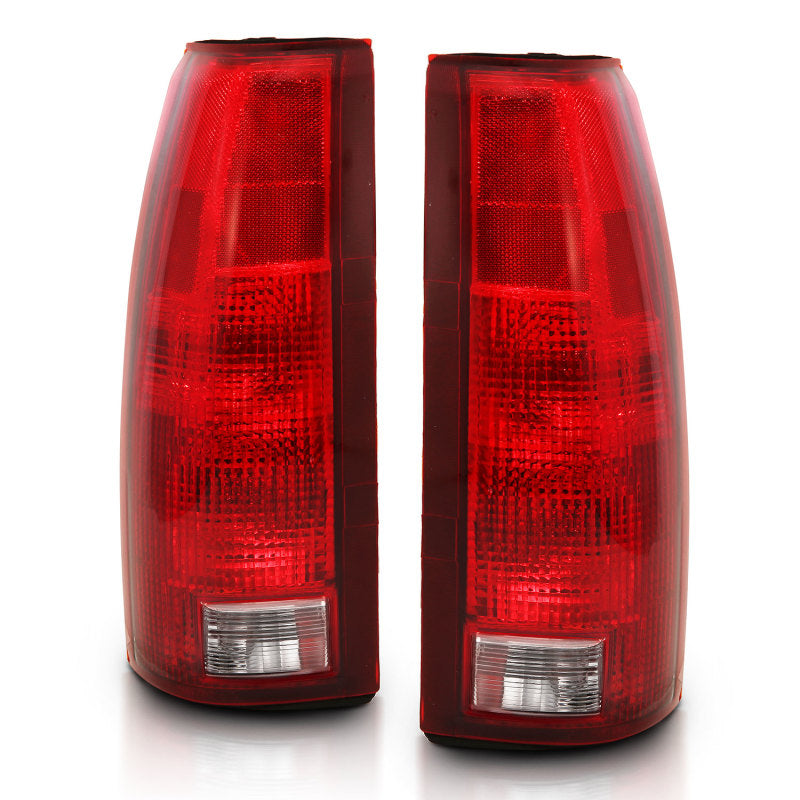ANZO 1988-1999 Chevy C1500 Taillight featuring a red and clear lens design with a circuit board, showcasing its modern styling and quality construction.