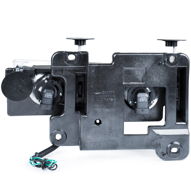 ANZO 1988-1998 Chevrolet C1500 Crystal Headlights with black housing and clear lens, showcasing modern design and enhanced visibility.