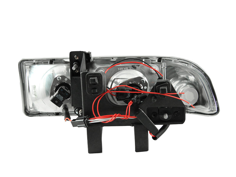 ANZO 1998-2005 Chevrolet S-10 Projector Headlights with Halo Chrome, featuring clear lens and chrome housing for enhanced visibility.