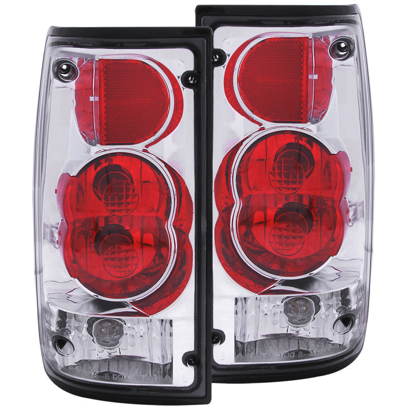 ANZO 1989-1995 Toyota Pickup taillights with chrome housing and clear lens, showcasing modern design and enhanced visibility.