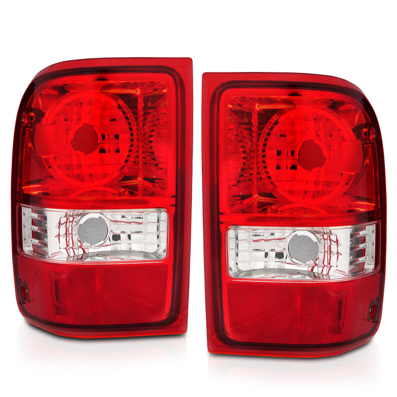 ANZO 2001-2011 Ford Ranger Taillights with red and clear lens, showcasing modern design and high-quality construction.