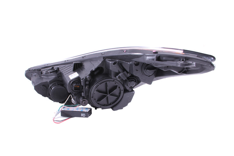 ANZO 2011-2014 Hyundai Elantra Projector Headlights with Halo Chrome, showcasing clear lens and chrome housing.