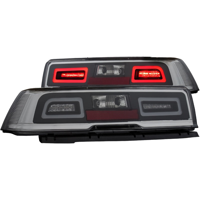 ANZO LED taillights for 2014-2015 Chevrolet Camaro in smoke finish, showcasing modern design and superior quality.