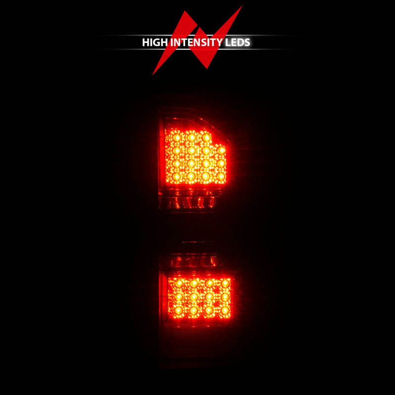 ANZO LED Tail Lights for 2014-2018 GMC Sierra featuring black housing and smoke lens, enhancing vehicle aesthetics and safety.