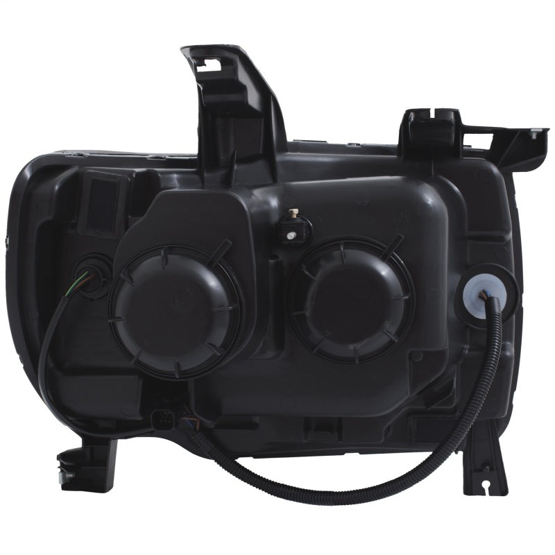 ANZO 2015+ GMC Canyon Projector Headlights with black housing and clear lens, showcasing a modern plank style design.