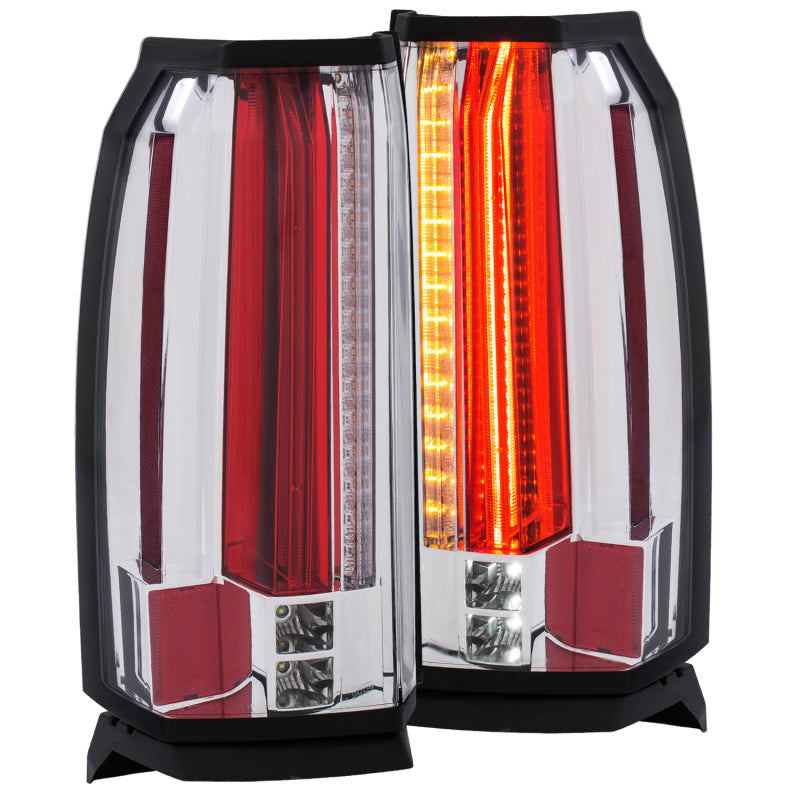 ANZO LED taillights for 2015-2017 GMC Yukon with chrome housing and clear lens.