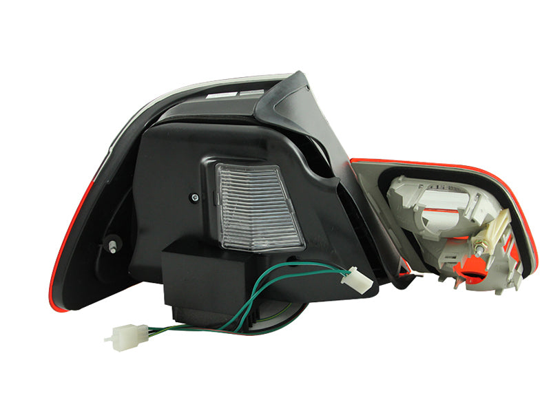 ANZO LED Taillights for 2000-2003 BMW 3 Series E46, featuring a red and clear lens design.