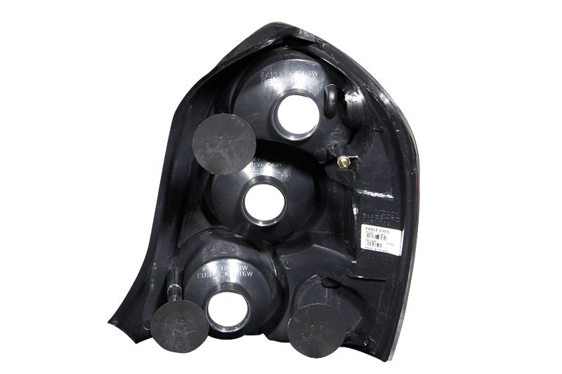 ANZO black taillights for 2002-2003 Mazda Protege 5, featuring clear lens and sleek black housing.