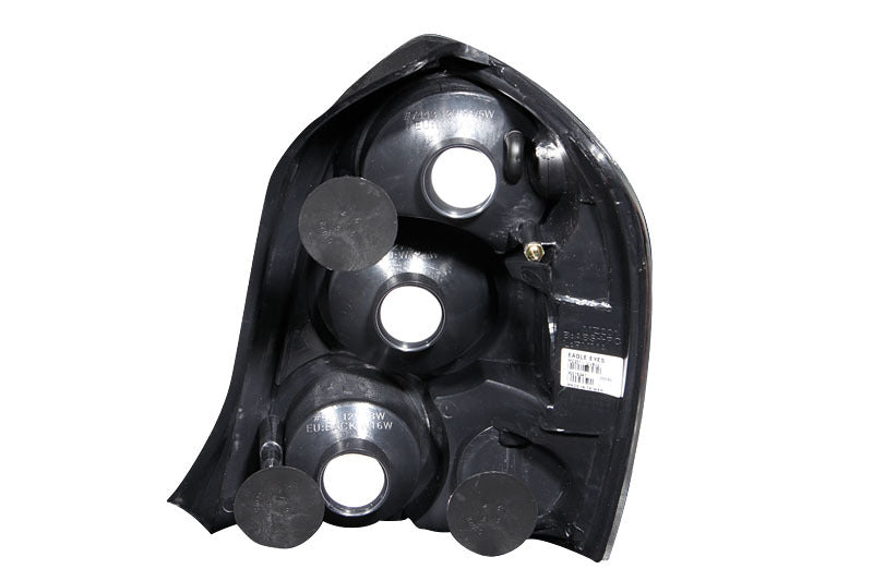 ANZO black taillights for 2002-2003 Mazda Protege 5, featuring clear lens and sleek black housing.