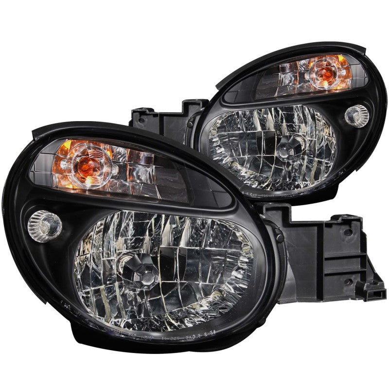 ANZO 2002-2003 Subaru Impreza Crystal Headlights with clear lens and black housing, designed for non-HID models.