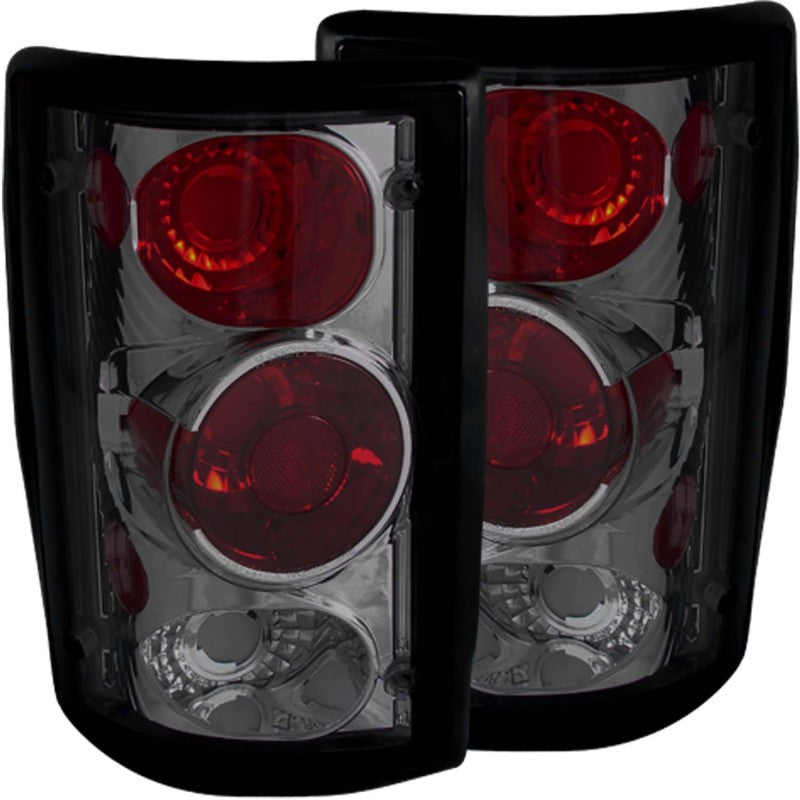 ANZO 2000-2005 Ford Excursion taillights with smoke lens, showcasing sleek design and modern aesthetics.