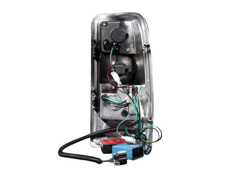 ANZO LED taillights for 2000-2006 Chevrolet Suburban with chrome housing and clear lens, showcasing modern design and enhanced visibility.