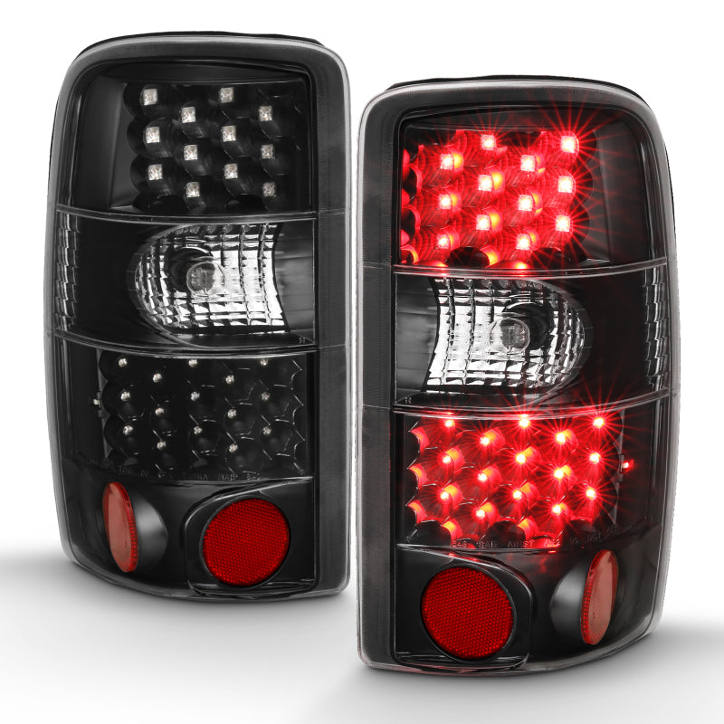 ANZO LED taillights for 2000-2006 Chevrolet Tahoe in black and clear design, showcasing modern styling and enhanced visibility.