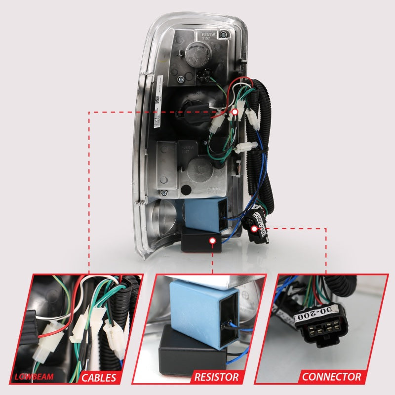 ANZO LED taillights for 2000-2006 Chevrolet Tahoe in black and clear design, showcasing modern styling and enhanced visibility.