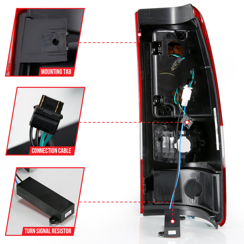 ANZO LED taillights for 2003-2006 Chevy Silverado 1500 with chrome housing and plank style design.