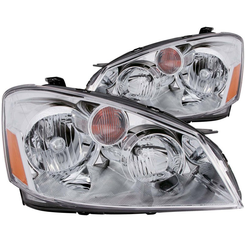 ANZO Crystal Headlights for 2005-2006 Nissan Altima with clear lens and chrome housing.