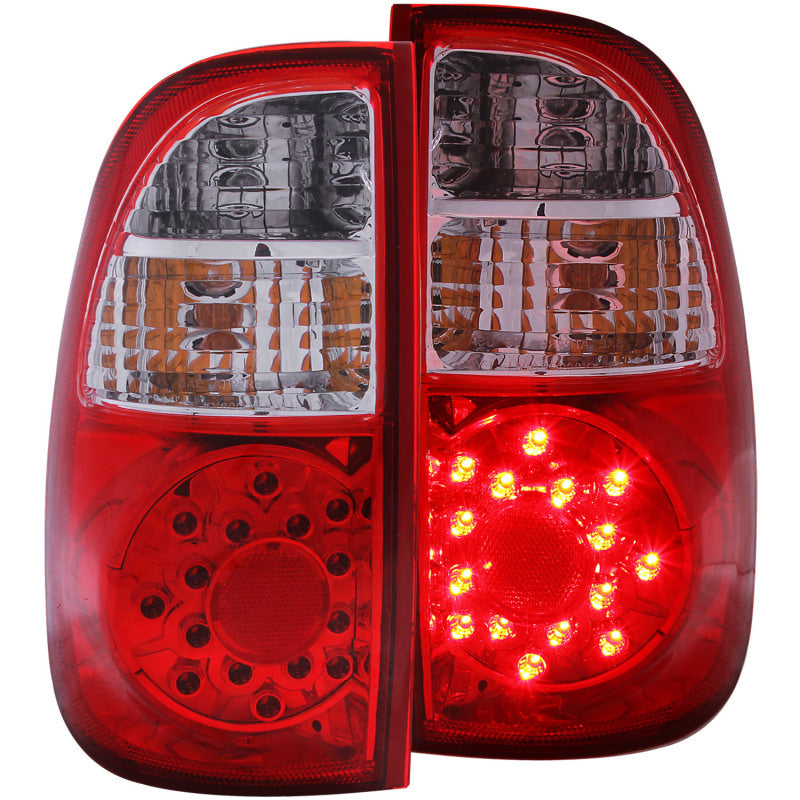 ANZO LED taillights for 2005-2006 Toyota Tundra featuring a red and clear lens design.