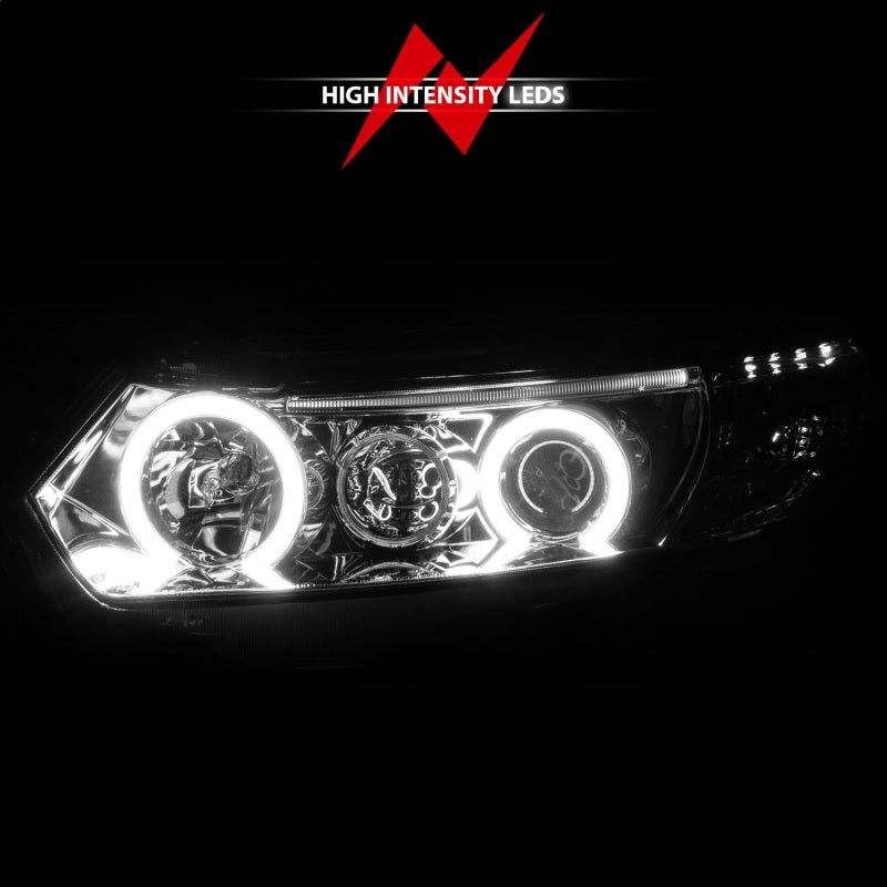 ANZO 2006-2011 Honda Civic Projector Headlights with Halo Chrome, showcasing clear lens and chrome housing design.