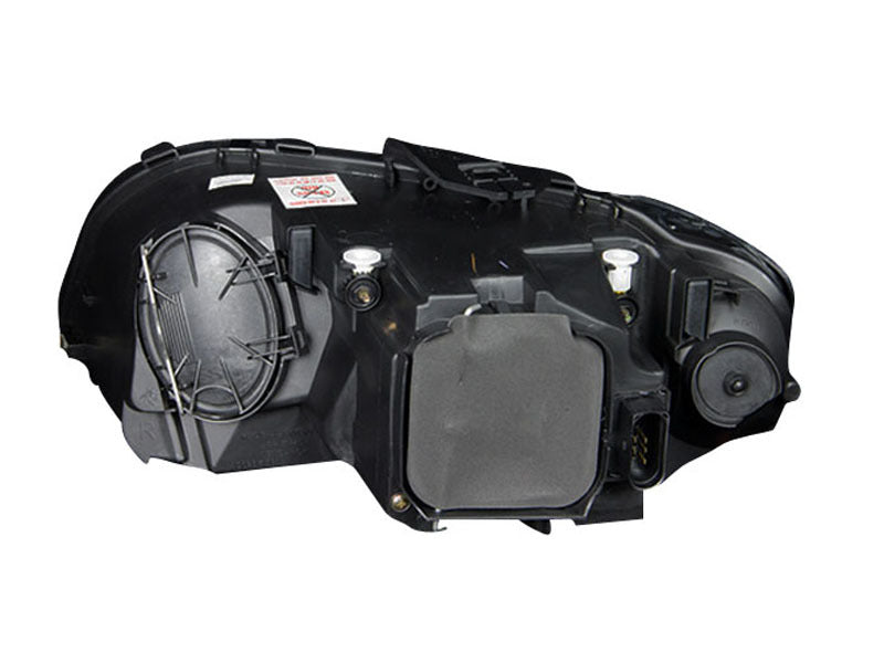 ANZO 2006-2008 Audi A3 Projector Headlights in black housing with clear lens, featuring R8 LED style design.