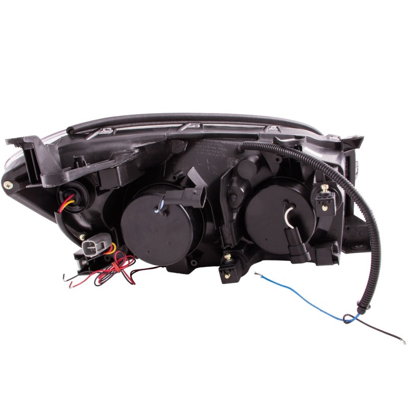 ANZO projector headlights with halo design for 2006-2008 Toyota Rav4, featuring a sleek black finish and clear lens.