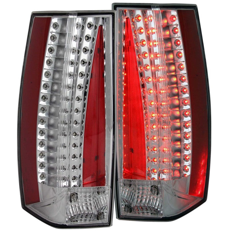 ANZO LED taillights for 2007-2011 Cadillac Escalade with chrome housing and clear lens.