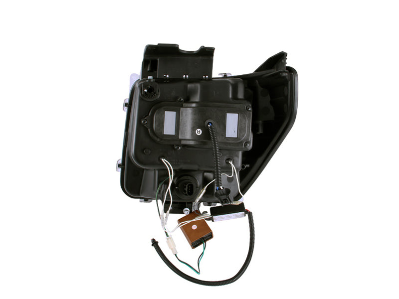 ANZO 2007-2012 Dodge Nitro Projector Headlights with Halo Black CCFL, showcasing sleek black housing and clear lens design.