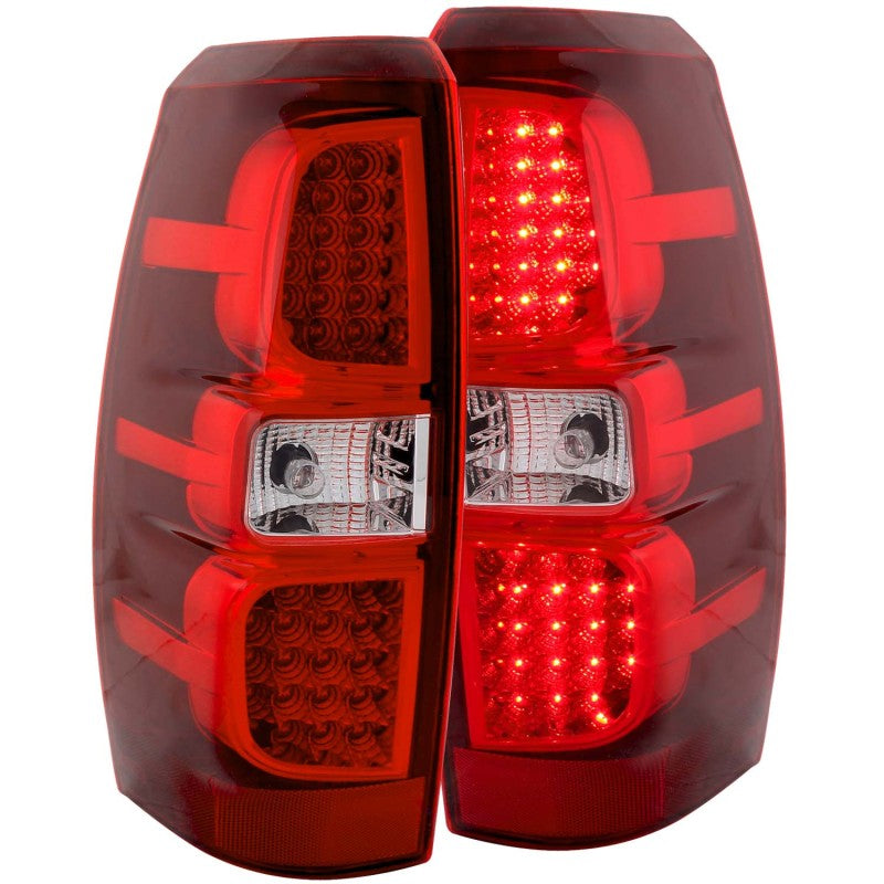 ANZO LED taillights for 2007-2013 Chevrolet Avalanche featuring a red and clear lens design.